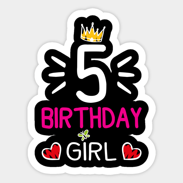 Kids 5th Birthday Girl Crown Princess Sticker by printedartings